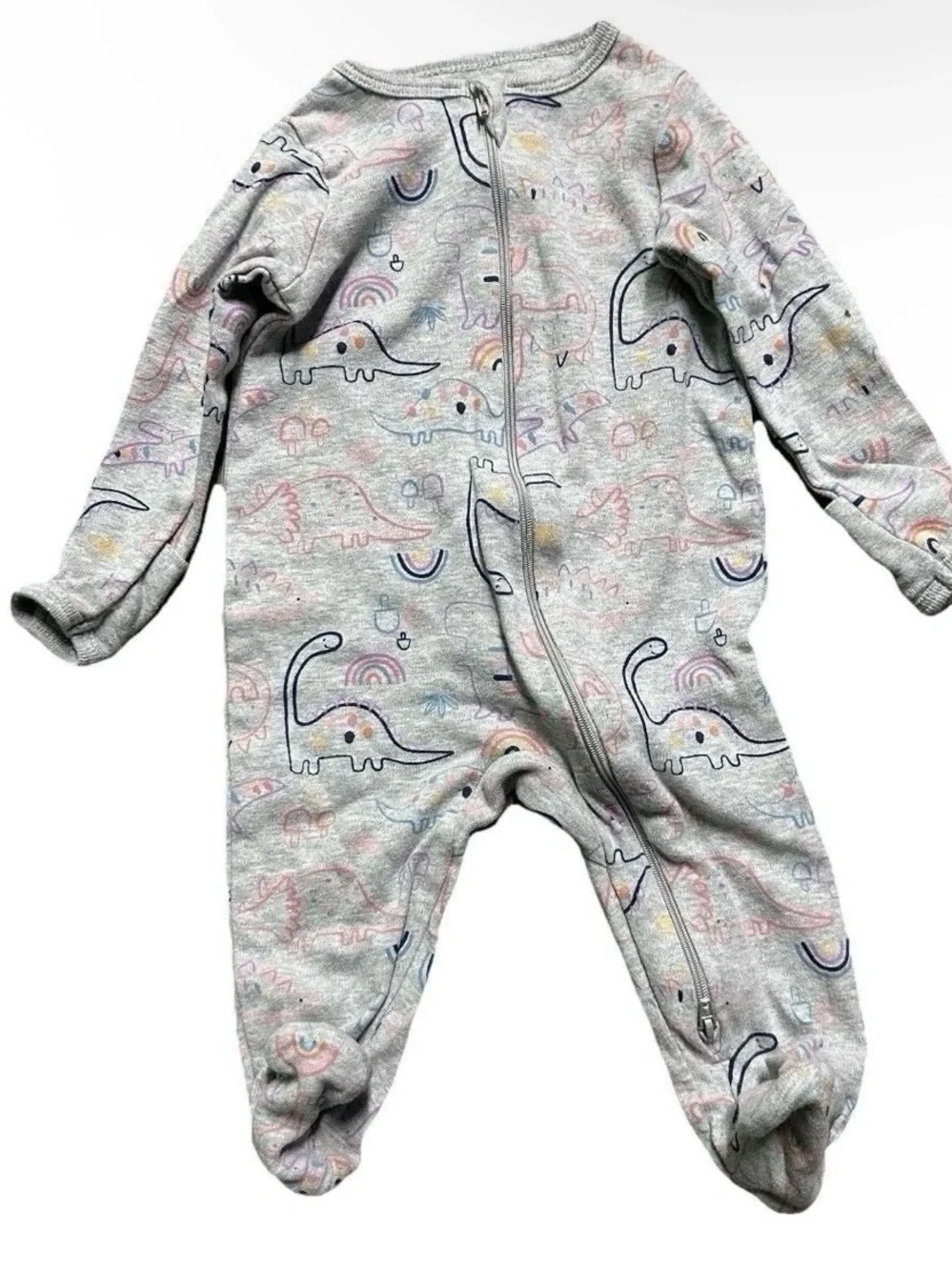 Baby Footie Pajamas Two Way Zipper Dinosaurs Animals Cookies Size 3-6 Months